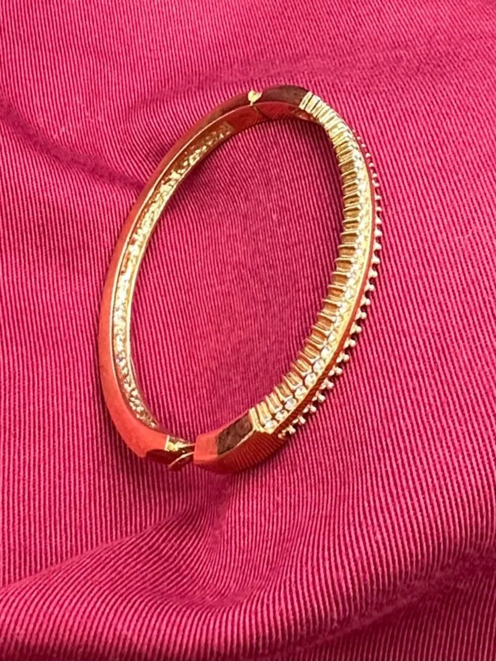 VTG Roman Gold-Tone Crystal Hinged Bracelet